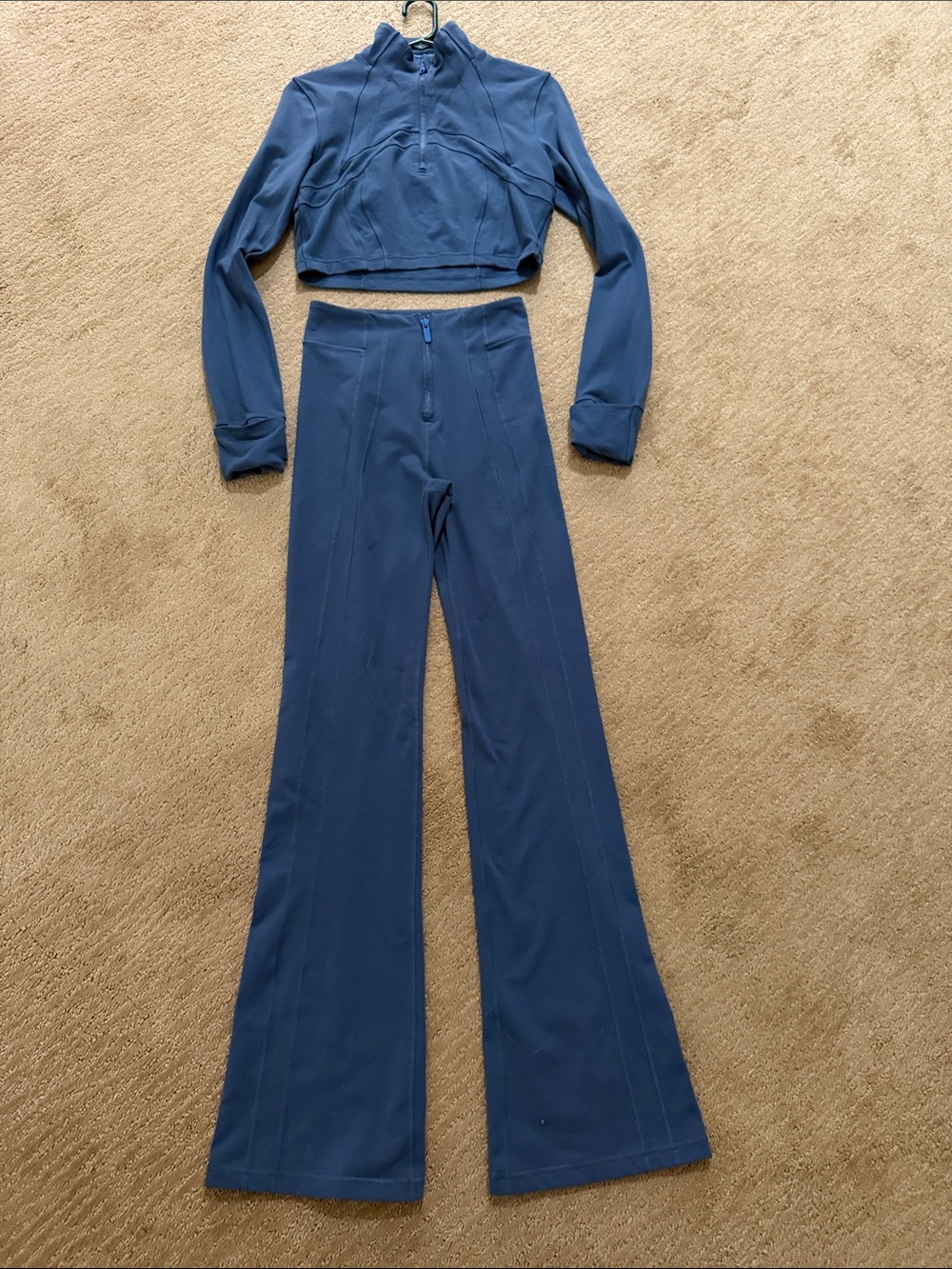 Lululemon Pitch Blue Set Define Cropped Jacket/Zipped High Rise Wide Leg Pant
